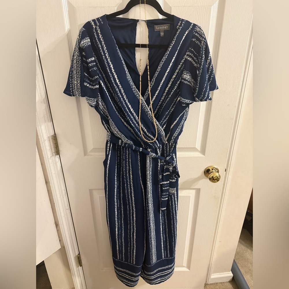 Elegant Blue Striped Dress